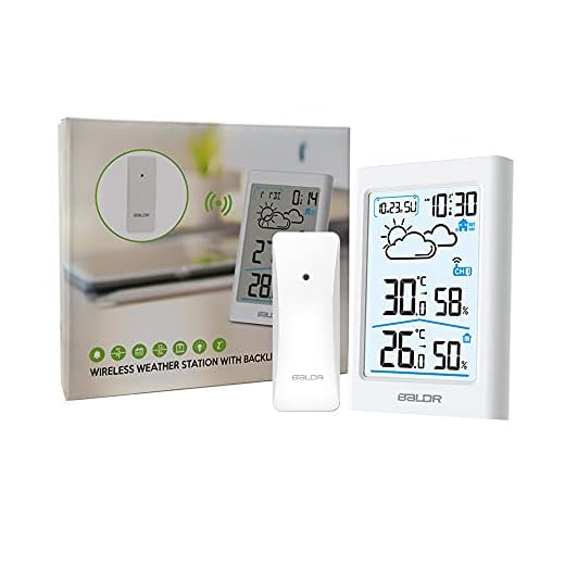 BALDR Indoor & Outdoor Thermometer and Hygrometer with White Backlight, Digital Wireless Weather Station, Temperature Monitor & Humidity Gauge, Battery-Operated - White