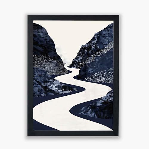 Tableau de falaises bleu marine texturées River Lines IV, finition luxe encadrée XL