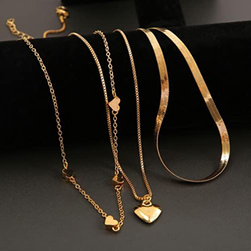 Three Layers Of Love Necklace Multi Layers Of Overlapping Collarbone Chain Female Advanced Luxury Snake Bone Chain For Women Girls #TOP6