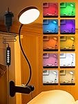 ReinHoo Desk Lamp,10 Colors RGB&Warm White Desk Light,10 Brightness Dimmable Clip On Light,500LM Bright Reading Light,USB Adapter Table Lamp for Office,Computer,Work,Study,Craft,Bedside Table,Bedroom