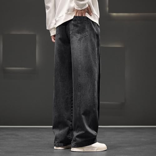 Men's Solid Color Baggy Jean, Fashion Drawstring Wide Leg Denim Pants Going Out Casual Trendy Clothes with Pockets3