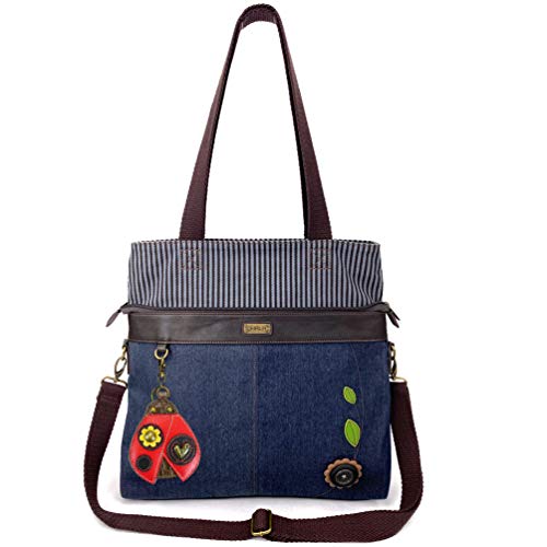 CHALA Canvas Convertible Denim Blue Stripe Work Tote miniatura 1