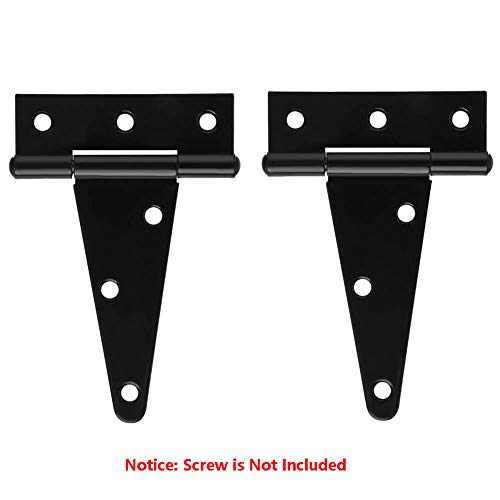 4 Inch Heavy Duty T Strap Shed Door Hinges 6 Pcs Black Barn Door Gates Tee Hinge Wrought Hardware Iron Rustproof #TOP1