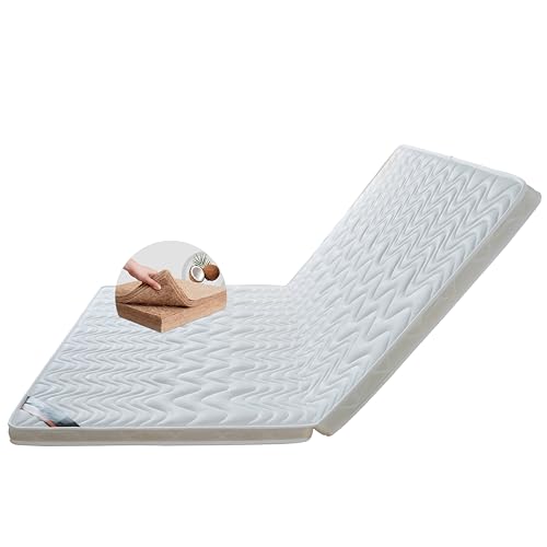 LZTENRETO Firm Coconut Palm Mattress Organic Coconut Coir Mattress Firm Mattress Topper Firm Mattress for Back Pain Floor Mattress Pad (White-E,90x190x11cm(36"x75"x4.3"))