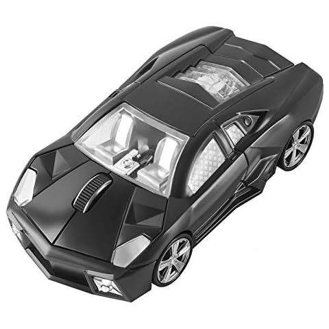 CHUYI Cool Sports 3D Car Shape Wireless Mouse Optical Cordless Mice with USB Receiver for Office School Home Travel for PC Laptop Computer Gift (Black-1 Pack) Cover