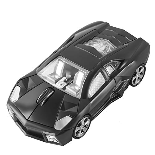 CHUYI Cool Sports 3D Car Shape Wireless Mouse Optical Cordless Mice with USB Receiver for Office School Home Travel for PC Laptop Computer Gift (Black-1 Pack)