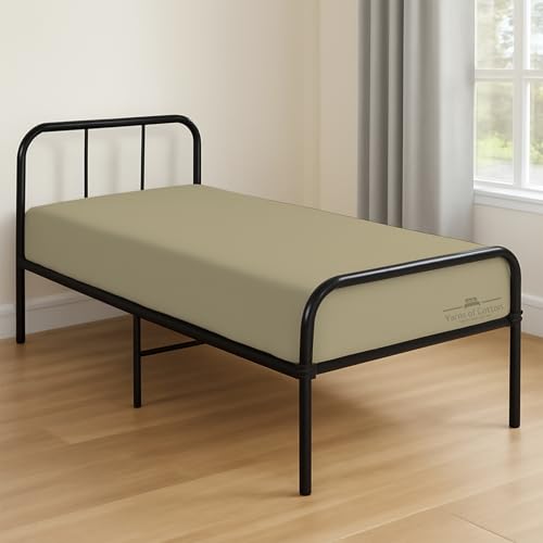 Cot Fitted Sheet 31" x 75" - 100% Egyptian Cotton - 1 PC Cot Size Bottom Sheet Only, Snug Fit for Narrow Twin Mattress/RVs Bunk/Guest Beds/Army Cots/Trifold Mattress/Travel Size Mattress, Beige