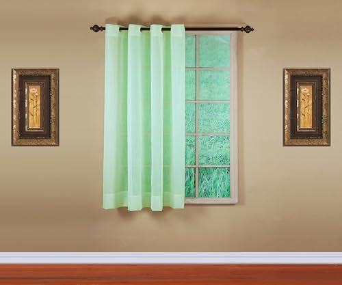 Image of Today's Curtain, Emelia Grommet Sheer Panel 63 inch Sage, 59 inch W x 63 inch L