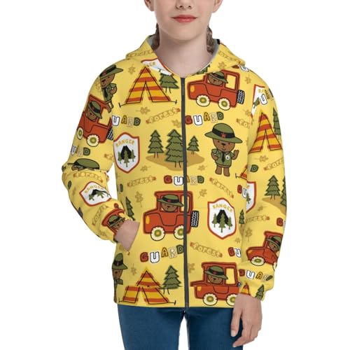Forest Guard,Car TentTrees Kids Pullover Hoodies Boys Zip Up Sweatshirts Girls Athletic Clothes with Pocket3