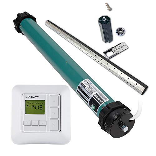 JULIUS MAYER Motore per tapparelle JM45-150 (15Nm | SW60) + JAROLIFT Sevenlogic Comfort Timer + Set di rulli fino a 120 cm, SW60 mm, per cassonetti di nuova costruzione