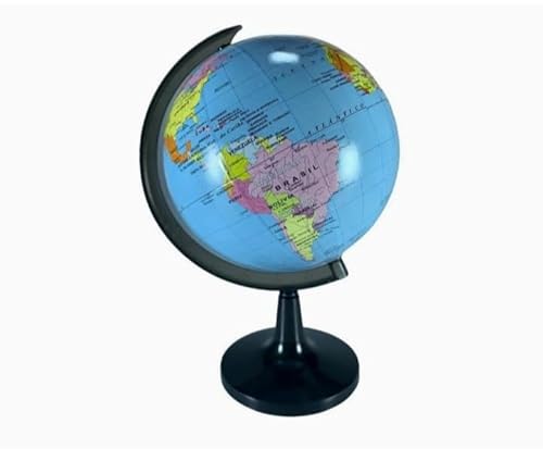 Globo Terrestre Giratório Mesa Mapa Mundi Político Escolar De Plástico Azul 14,2cm