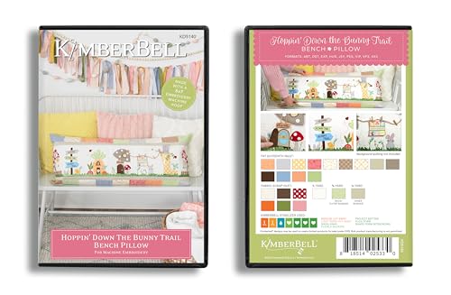 Image of Kimberbell Hoppin' Down The Bunny Trail Bench Pillow Bundle: Embroidery Design CD with Embellishment Kit Included