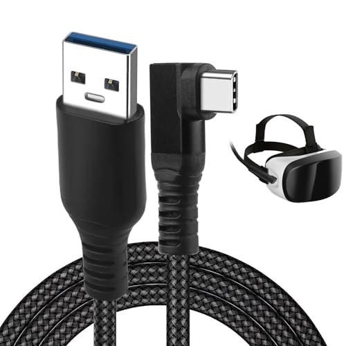 3Meters VR Link Cable USB to USB-C for Meta/Oculus Quest3/Quest2/Pro, 90 Degree 3A Nylon Braided USB C to A Link Cable Fast Charging Data Transfer USB A to Type C Lead for Oculus VR Headset PICO 4