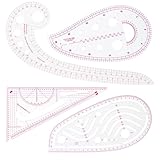4 Stück Schneiderlineal, Multifunktional Kurvenlineal, Präzisionsmessung Kurvenlineal Schneiderbedarf, Einfache Schneider Lineal, DIY Näh Lineal, für Nähen Schneidern, Musterdesign