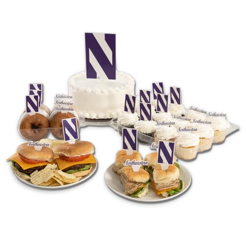 Desert Cactus Northwestern University NU Wildcats Food Picks, Cupcake and Cake Toppers, Cake Pop Sticks - 25 Pcs Party Supplies and Decorations