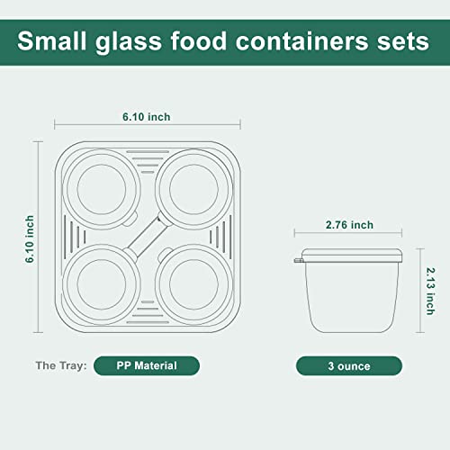 4 Packs Small Glass Baby Food Storage Containers With Lids And Stackable Tray, Leakproof Small Airtight Glass Jars, 3 Ounce #TOP6