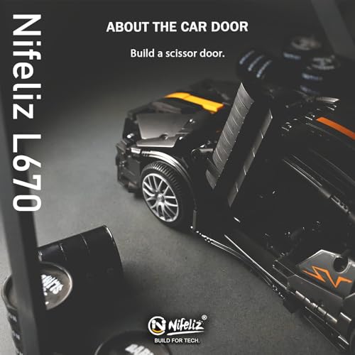 Nifeliz L670 Sports Car MOC Building Blocks and Construction Toy, Adult Collectible Model Cars Set to Build, 1:14 Scale Sports Car Model (1337 Pcs) - Thumbnail 7