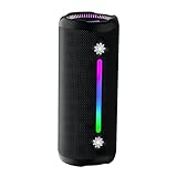 Bluetooth Speakers Wireless Loud Stereo Sound IPX7 Waterproof Outdoor Portable 25W Super Bass Speaker for Home Party Beach with 24H Playtime Colorful Lights BT5.3 TWS Pairing Birthday Gift Black