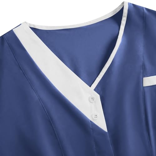Image of 2026 Scrub for Cleaning Jobs Uniform, Multi Pockets Scrubs for Women Sets, V-Neck Top & Straight Leg Pants Scrubs Set