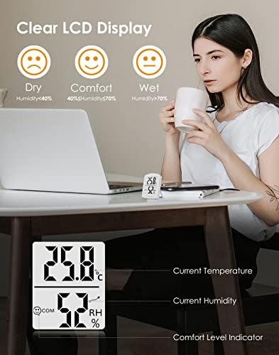 hoyiours Termometr pokojowy cyfrowy higrometr wewnętrzny, termometr pokojowy, monitor temperatury, 3-pak, termohigrometr, biały