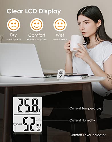 Hoyiours Digital Hygrometer Indoor, 3 Pack Room Thermometer With Temperature, Humidity Monitor With 3S Fast Refresh, Humidity Gauge Thermometer Humidity Meter For Desk, Home, Greenhouse, White #TOP3
