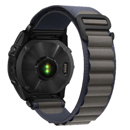 Bracelet nylon anti-irritation bleu pour Garmin Fēnix et Descent 26mm