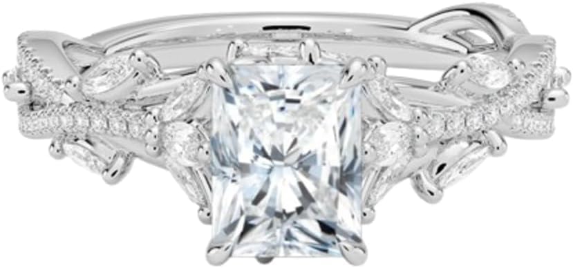 1 Ct-5 Ct Colorless Moissanite Engagement Ring, Secret Garden, Nature-Inspired Wedding Ring, Solid 10K/14K/18K Gold Anniversary Promise Ring for Her