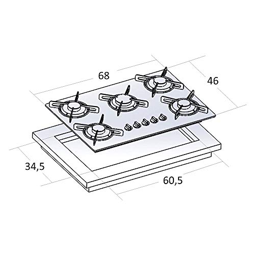 Kit Forno Elétrico Embutir 45L Cooktop 5 Bocas Preto Safanelli - 220V