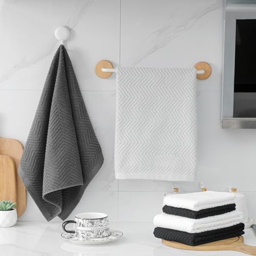 Image of 100% Cotton Kitchen Towels and Dishcloths Set, Pack of 8 Super Absorbent 16 inch x 25 inch Kitchen Towels and 13 inch x 13 inch Dish Cloths (400 GSM)