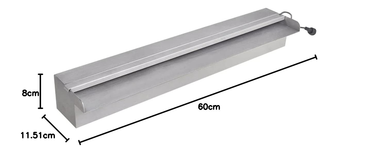 vidaXL Zwembadwaterval met LED's rechthoekig 60 cm roestvrij staal