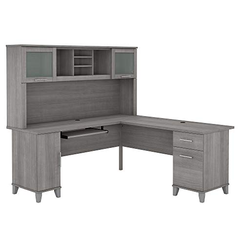 image for Bush Furniture Somerset L Shaped Desk with Hutch, 72W, Platinum Gray
