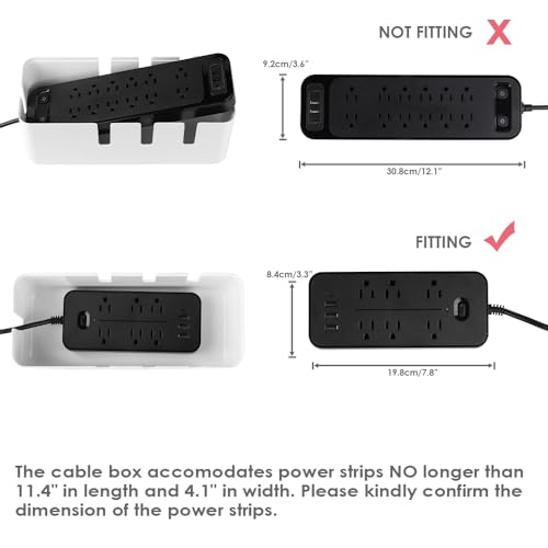 Cable Management Box by Baskiss, 12x5x4.5 inches, Wood Lid, Wire Organizer for Desk TV Computer USB Hub System to Cover and Hide & Power Strips & Cords - Image 5