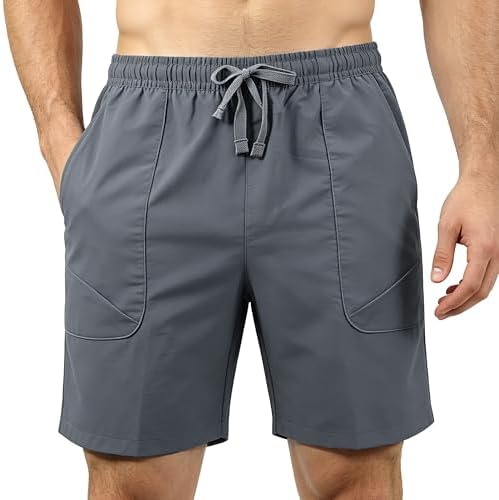 EMPTYPOP Mens Athletic Shorts with Pockets Lightweight Workout Shorts Quick Dry Basketball Shorts for Gym Running Golf Sports Deep Gray