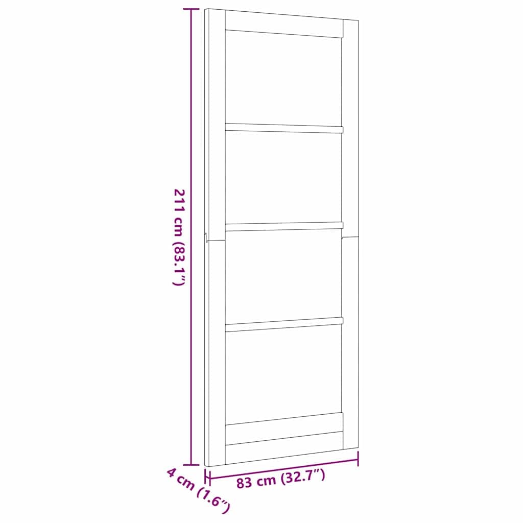porte intérieure avec verre ORKDAL 83x211x4 cm en bois de pin massif