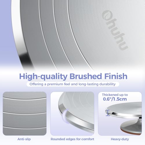 Ohuhu Cake Turntable, 12 Inch Aluminium Alloy Cake Decorating Turntable with Non-Slip Rubber Bottom, Cake Spinner Rotating Cake Stand for Cake Decoration, Baking Gifts - Image 4