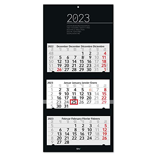 3-Monatskalender 2023 I Black & White-Motiv I 33 x 70 cm I Jahresplaner mit Feiertagen I Wandkalender mit Datumsschieber I mehrsprachig D/GB/F/ES I zum Aufhängen und Abreißen I tr_100 Cover