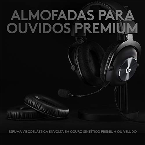 Headset Gamer Logitech G PRO X 7.1 Dolby Surround com Tecnologia Blue VO!CE, Design Confortável e Durável e Drivers PRO-G 50mm glide
