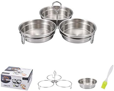 Stainless Steel Egg Poacher, 3-Cup Poached Egg Maker Cups, Nonstick Egg Steamer with Rack for Microwave Oven Stovetop Steamer/33