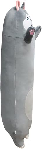 Miniatura 4 de ELAINREN Almohada suave de felpa para abrazar, almohada larga con peso de perro husky siberiano, almohada larga de peluche de animé de dibujos