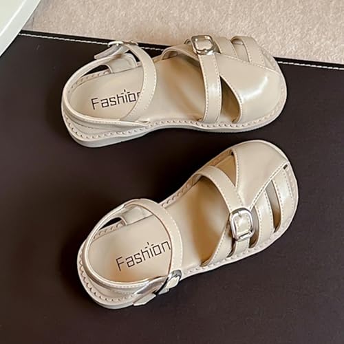 Brown Sandals Closed Toe Girl Toddler Comfy Sandal Soft Rubber Princess Flat Shoes Summer Flower Footwear3