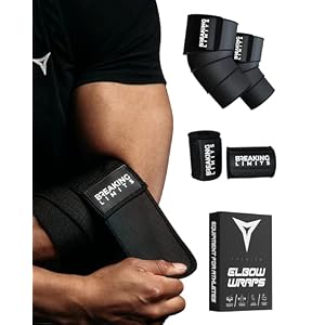 BREAKING LIMITS Elleboogbandage voor krachtsport, elleboogbandages voor gewichtheffen, bodybuilding, powerlifting, bankdrukken en fitness (1 paar)