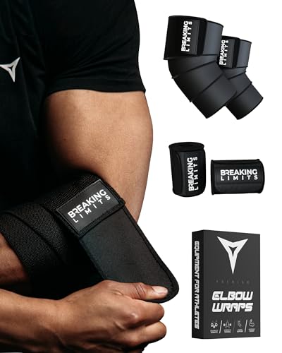 BREAKING LIMITS Ellbogen Bandage Gym - Ellenbogenbandage Kraftsport – Ellenbogenbandagen für Gewichtheben, Bodybuilding, Powerlifting, Bankdrücken & Fitness (1 Paar)