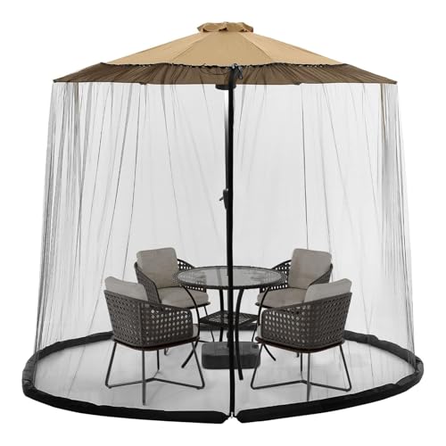 Image of Morbuy Patio Umbrella Mosquito Net for Sun Umbrella, Garden Umbrella Mosquito Net Cantilever Parasol Cover for Poolside, Deck, Patio and Balcony (Black,300 * 230cm Ideal for 7-10FT)