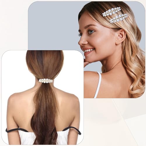 Set de 4 pinzas pequeñas con perlas para cabello miniatura 3