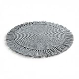 Tischset Makramee Platzset Tischdeko Untersetzer rund Boho Deko Ø 38 cm (Beige)