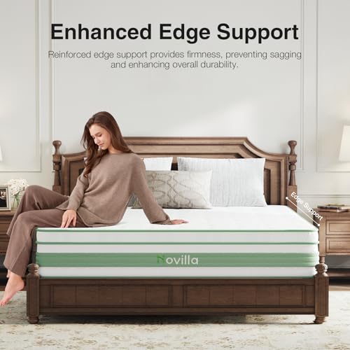 Image of Novilla Queen Size Mattress 14 Inch, Hybrid Mattress in a Box|Gel Memory Foam & Individual Pocket Springs, Medium Firm, Motion Isolation, Cool Sleep & Pressure Relief, CertiPUR-US