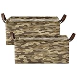 Boccsty Brown Military Soldier Camouflage Open Home Storage Bins Large Storage Basket Organizing Shelves Closet Toy Clothes Storage Bins Foldable...