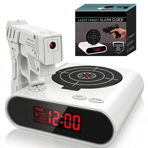 Gun Shooting Alarm Clock Target Shot Game for Bedrooms, LED Display Personalized Bedside review