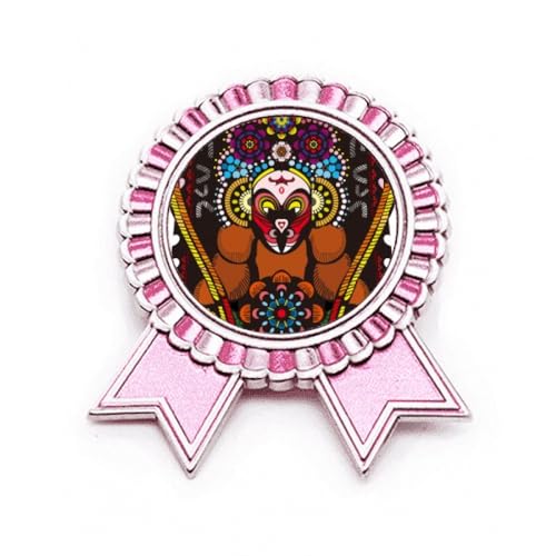 Broche rose motif chinois Pékin métal taille M bijou de veste