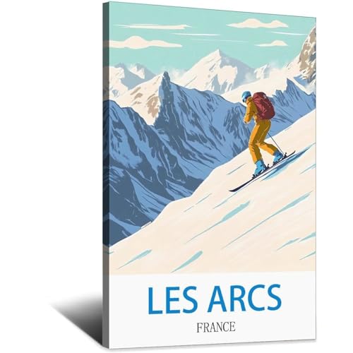 Poster de voyage vintage Les Arcs de style montagnard pour habiller un salon de chalet